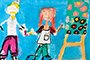 Nora pintando con su profesor al lado”. Isabella Martínez. class=